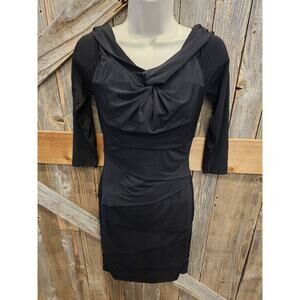 NWT WHBM little black dress 0 business casual Layered lined instantly slimming